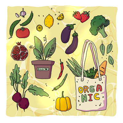 Farm market digital illustration editorial illustration farm market food illustration illustration organic food summer market vegetables