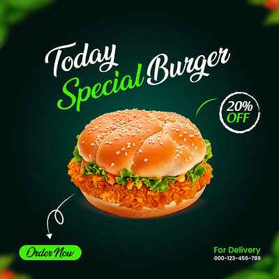 Delicious burger and food menu social media banner template menu banner