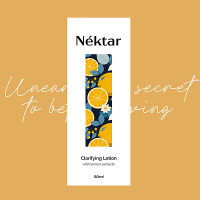 Nektar Skincare: Beauty Illustration & Packaging branding design flower illustration lemon logo minimal skincare yellow