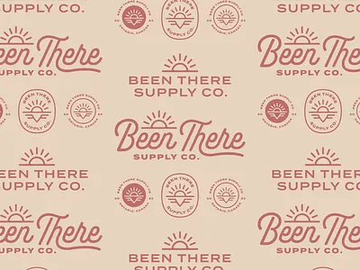 Been There Supply Co. badge brand branding design hand icon lettering location logo script sunset travel typeface typography