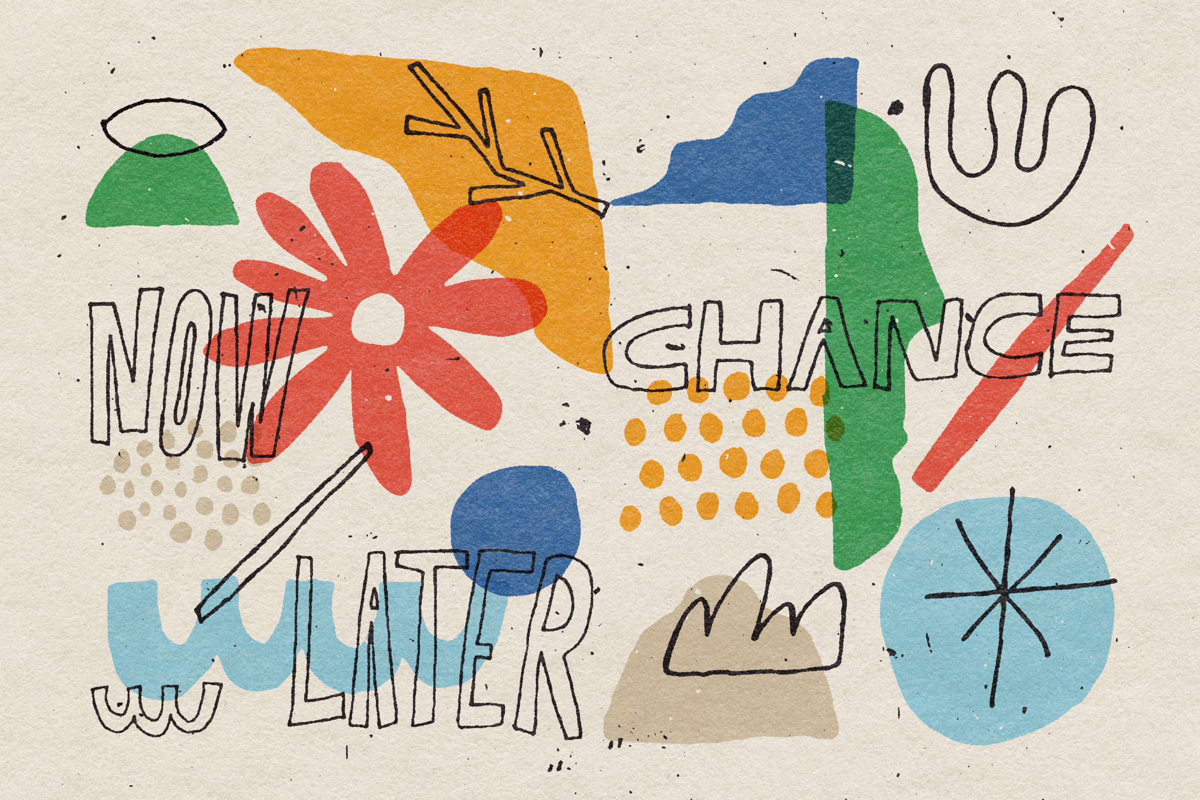 Now/Later abstract art illustration lettering shapes texture type