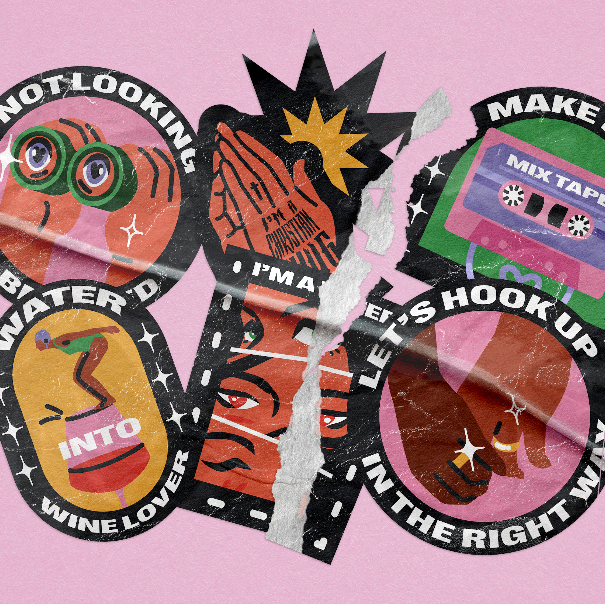 Digital sticker design app badges dating design digital illustration love sticker stickers