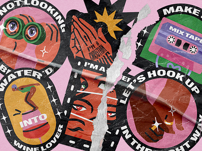 Digital sticker design app badges dating design digital illustration love sticker stickers