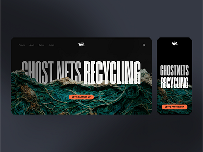 Ghost Network ai branding desktop ghots nets landing nets recycling sea ui ui design website