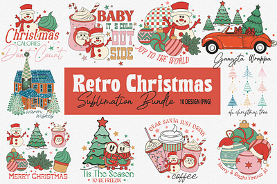 Retro Christmas Sublimation Bundle font