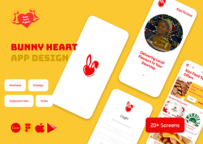 Bunny Heart Food Ordering And Delivery App africa app branding cusine figma food delivery food ordering graphic design local south africa ui ux