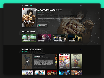 2020 - Anime Mosh anime animes design episodes movies steaming stream theme ui ux wordpress