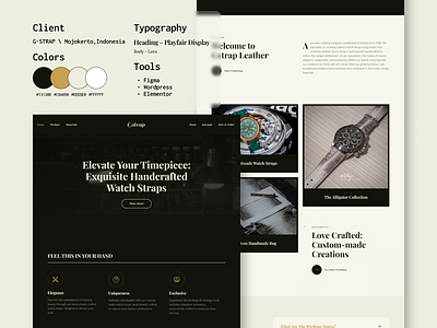 G-STRAP Website Design: Leather Craft Business Landing Page craft leather luxury product ui design watch web design website design wordpress