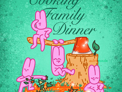 Cooking Family Dinner caption cartoon art cartoon character cartoon retro colorful cute art cute character dark art design and illustration digital art digital illustration fantasy art funny illustration montreal art poster pro rubberhose satire typography