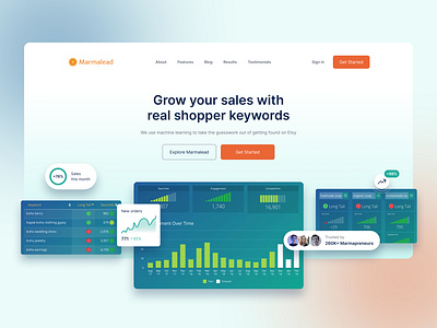 SaaS Landing Page Redesign b2b dashboard hero header hero section landing page landing page design marketing site orange product design saas saas design saas landing page saas product saas website ui design user experience ux ui web design website design