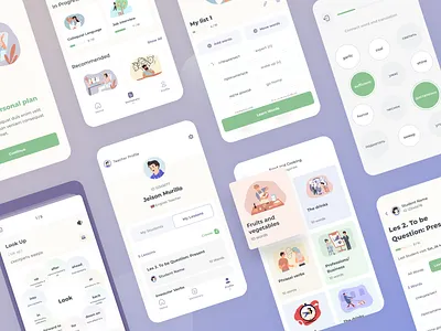 Mobile App for learning languages app design graphic design illustration iphone languages learning mobile ui ux