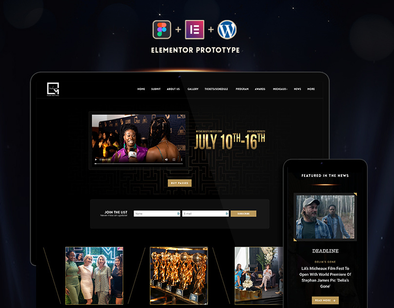 Elementor Website Design for Micheaux Film Festival Awards awards landing page elementor and wordpress elementor pro design figma landing page film festiva film website movie awards website
