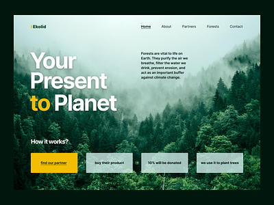 Ekolid - Day 23 30daysofweb design design challenge desktop eko figma forest green planet present tree ui web yellow