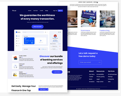 Fintech Website Landing Page Design UI analytics app b2b banking finance fintech home page landing page money saas ui ux web web bank website website design