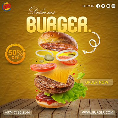 Burger Poster Design app branding design graphic design illustration logo typography ui ux vector