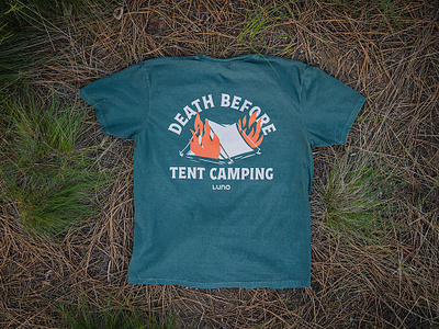 Death Before Tent Camping branding camping illustration merch merchandise national parks outdoors simple typography vector