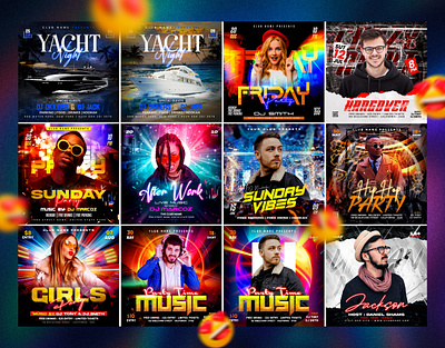 Dj Club Night Party flyer or poster advertisement advertising concert flyer dj flyer dj party flyer event flyer flyer flyers graphic design instagram post music flyer music poster party party flyer post design poster social banner social media social media banner social media pack