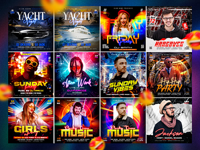 Dj Club Night Party flyer or poster advertisement advertising concert flyer dj flyer dj party flyer event flyer flyer flyers graphic design instagram post music flyer music poster party party flyer post design poster social banner social media social media banner social media pack