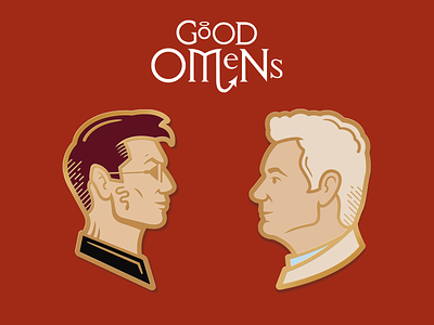 Good Omens - Official Enamel Pins 003-004 - Crowley & Aziraphale adobe adobe illustrator angel aziraphale badge crowley devil enamel pin gold gold pin good omens graphic design merchandise minimal neil gaiman pin product snake terry pratchett tv show