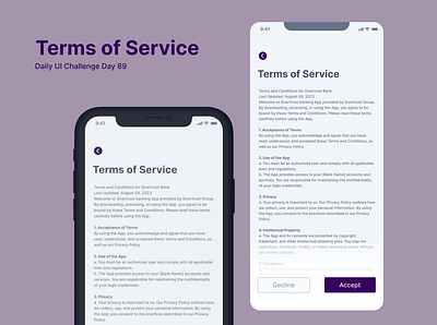 Terms of Service (Daily UI Challenge Day 89) daily ui daily ui dailyui design ui uiux ux