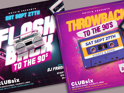 Retro 90s Party Flyer Bundle throwback thursdays