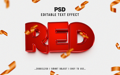 ''RED'' 3d Editable psd Text Effect Style logo mockup