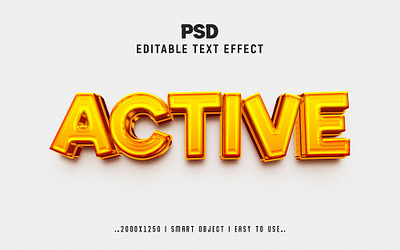 ''Active'' 3d Editable psd Text Effect Style logo mockup