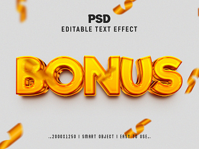 ''Bonus'' 3d Editable psd Text Effect Style logo mockup
