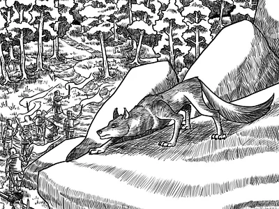 Wolf animal blackandwhite bnw character characterdesign creature dark digital forest illustration lineart monochrome night predator prey wolf woods