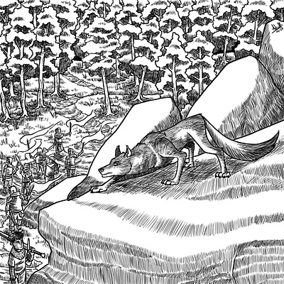 Wolf animal blackandwhite bnw character characterdesign creature dark digital forest illustration lineart monochrome night predator prey wolf woods