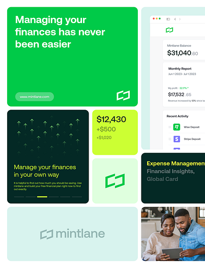 Mintlane Bento grid application design branding dashboard finance graphic design illustration logo minimal ui web design website