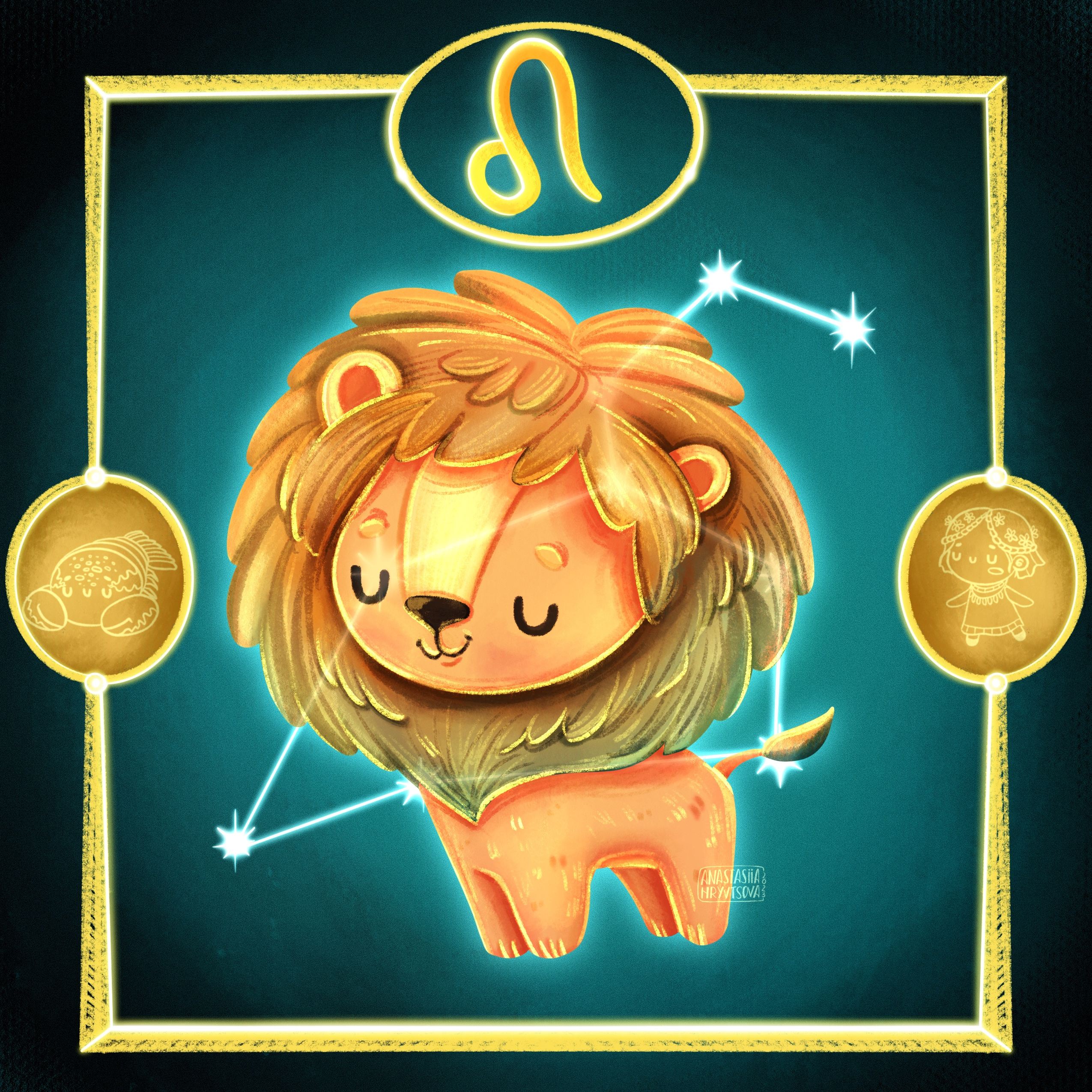 Zodiac Character Design - Lion animal character design children illustration illustration kid art lion procreate raster illustration zodiac