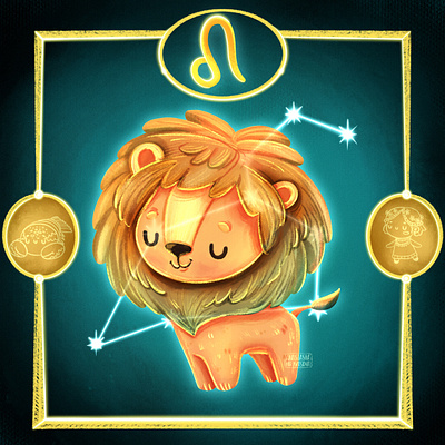 Zodiac Character Design - Lion animal character design children illustration illustration kid art lion procreate raster illustration zodiac