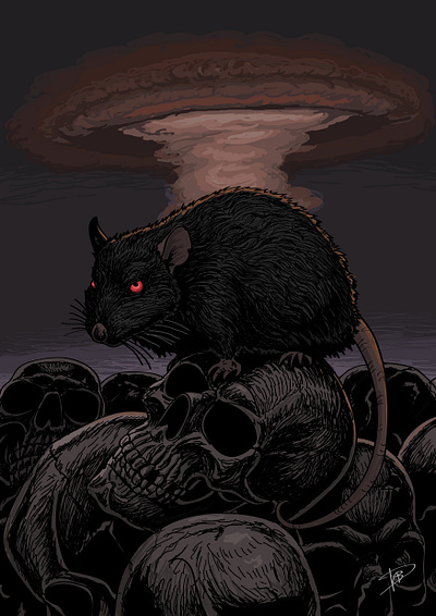 Year of the Rat 2d illustration apocalypce digital art drawing graphic horror illustration nuclear mushroom nuclear war postapocaliptyc rat science fiction skulls year of the rat
