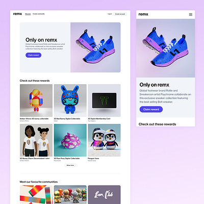 remx rewards feed 3d branding crypto design directory discovery graphic design illustration marketplace nfts typography ui ux