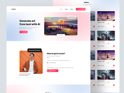 Text to Image Generator AI Landing Page UI UX Design 3d ai animation clean colorful design flat graphic design landingpage landingpage design minimal ui ux web web design website