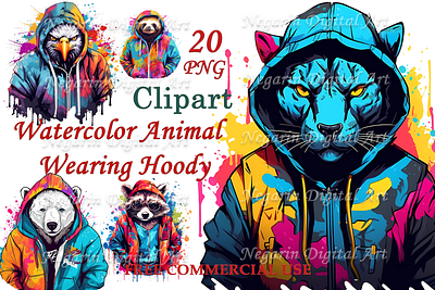 Animal Wearing Hoody graphic design