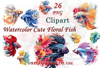Cute Floral Fish graphic design