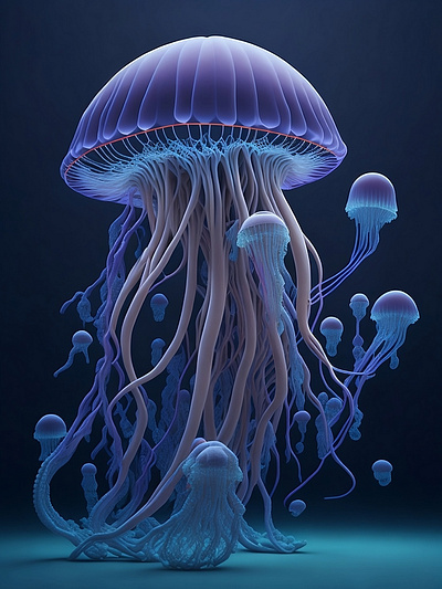 Jelly fish abstract 3d 4k abstract animal background blue high resolution illustration jelly fish sea life wallpaper