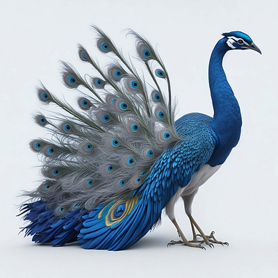 Peacock 3d 4k animal background blue color design feathers high resolution illustration peacock wallpaper