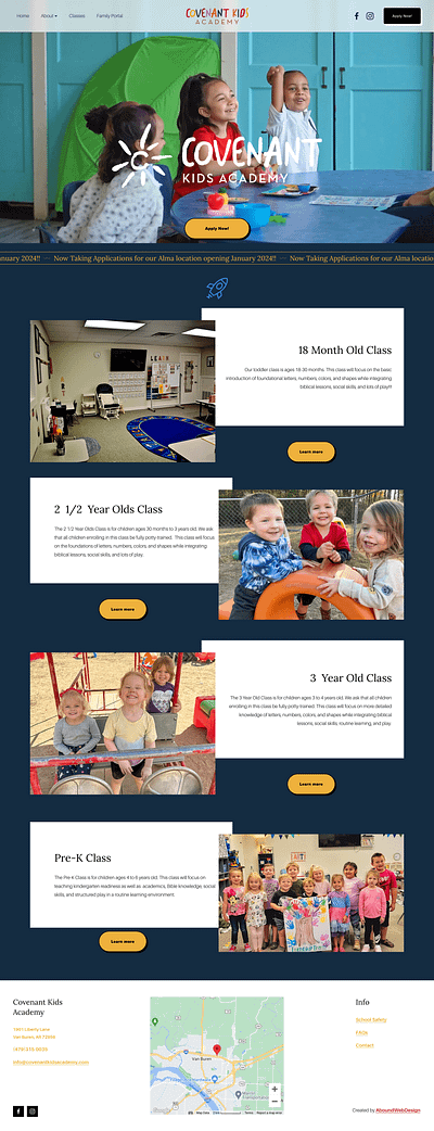 Covenant Kids Academy css javascript pre school squarespace webdesign websites