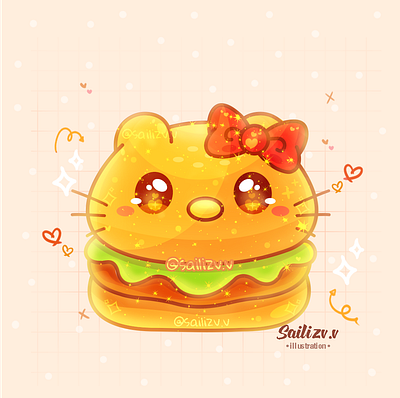 Burguer Hello Kitty by sailizv.v adorable adorable lovely artwork concept creative cute art design digitalart illustration