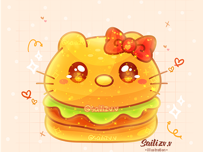 Burguer Hello Kitty by sailizv.v adorable adorable lovely artwork concept creative cute art design digitalart illustration