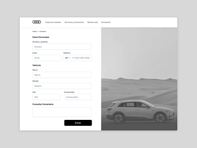 Contact audi branding contact dailyui figma message minimalist product ui web white