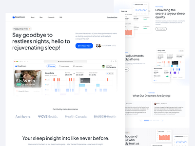 Deep Dream Landing Page business clean design minimalist sleep tracker web website website app