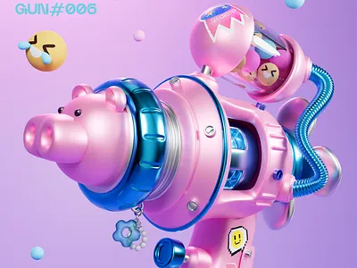 Pink Piggy Gun🔫 3d blender design illustration