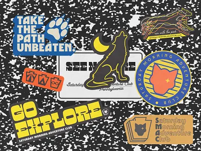 notebook branding design doodle flash notebook outdoor pennsylvania saturday morning adventure club smac stickers throwback vintage