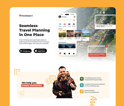 Travelease Landing Page Design design graphic design ui vector website