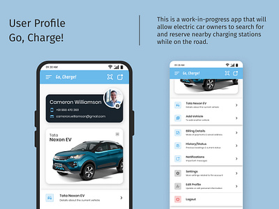 User Profile - Go, Charge! dailyui dailyuichallenge dailyuiux design designuiux graphic design illustration profilecontent profilelayout profileui ui uiux userprofile userprofileflow userprofileui