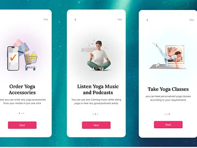 Onboarding screens app branding design figma graphic design illustration minimal mobileapp onboarding ui userflow ux yoga yoga app